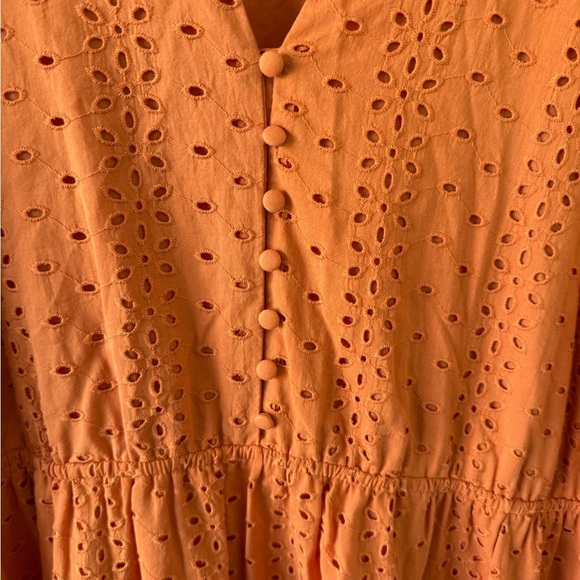 Eloquii Women's Boho Plus Size 24 Orange Cotton Sundress - Picture 5 of 9